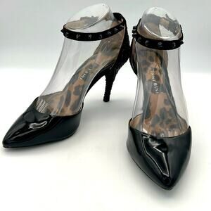 Gianni Bini patent leather black pointed toe ankle strap pumps size 7 M